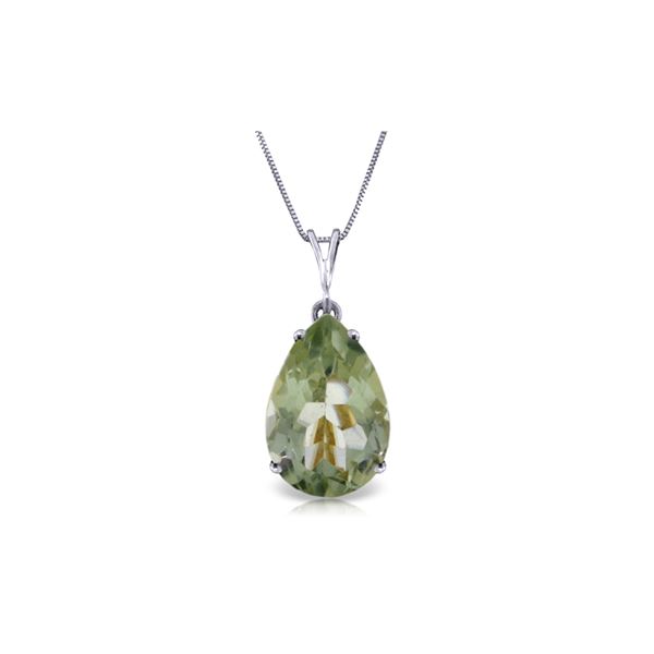 Genuine 5 ctw Green Amethyst Necklace 14KT White Gold - REF-30F3Z