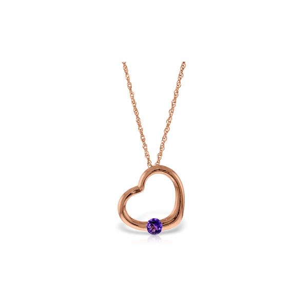 Genuine 0.25 ctw Amethyst Necklace 14KT Rose Gold - REF-29H2X