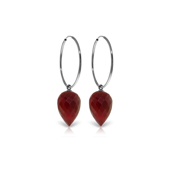 Genuine 26.1 ctw Ruby Earrings 14KT White Gold - REF-36V9W