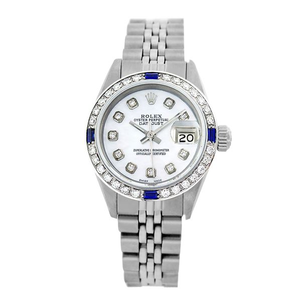 Rolex Pre-owned 26mm Womens Custom White MOP Stainless Steel