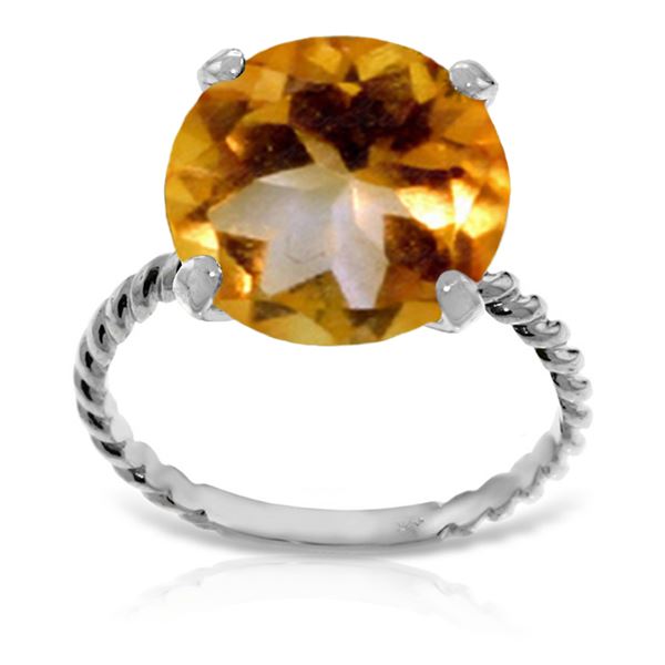 Genuine 5.5 ctw Citrine Ring 14KT White Gold - REF-37R2P