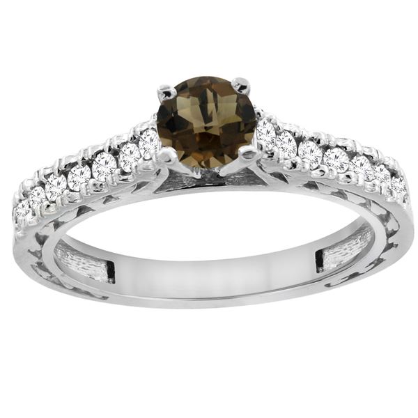 0.86 CTW Quartz & Diamond Ring 14K White Gold - REF-62M4A