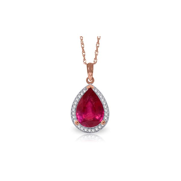 Genuine 5.51 ctw Ruby & Diamond Necklace 14KT Rose Gold - REF-98Z3N