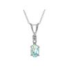 Genuine 0.46 ctw Aquamarine & Diamond Necklace 14KT White Gold - REF-22T7A