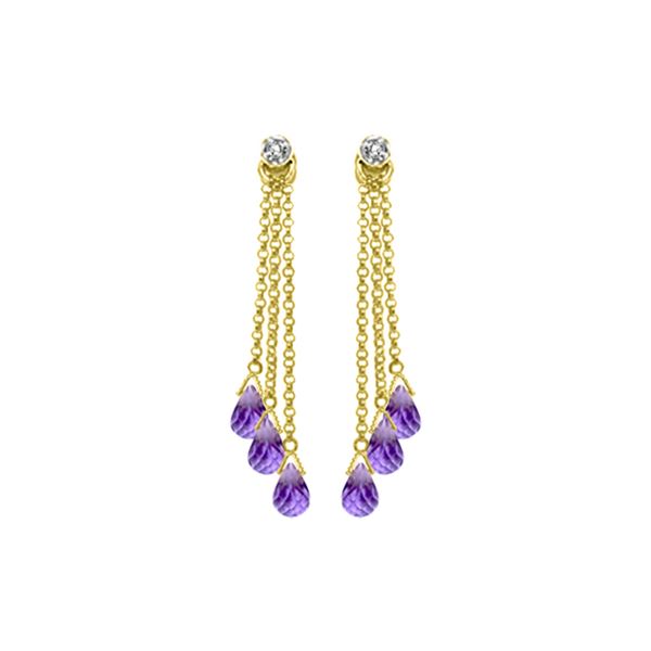 Genuine 10.53 ctw Amethyst & Diamond Earrings 14KT Yellow Gold - REF-32X9M