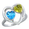 2.61 CTW Diamond, Swiss Blue Topaz & Lemon Quartz Ring 10K White Gold - REF-23R5H