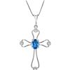Genuine 0.57 ctw Blue Topaz & Diamond Necklace 14KT White Gold - REF-40W8Y