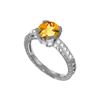 Genuine 1.80 ctw Citrine & Diamond Ring 14KT White Gold - REF-98F3Z
