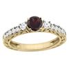 1.36 CTW Garnet & Diamond Ring 14K Yellow Gold - REF-79H5M