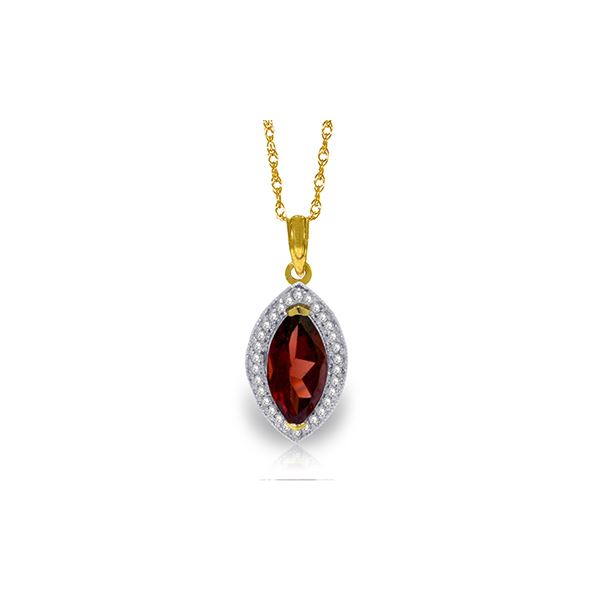 Genuine 2.15 ctw Garnet & Diamond Necklace 14KT Yellow Gold - REF-62A3K