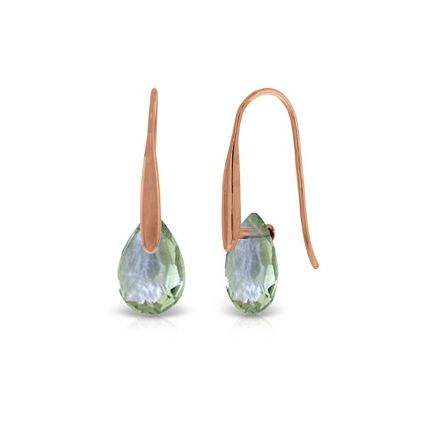 Genuine 6 ctw Green Amethyst Earrings 14KT Rose Gold - REF-38H5X