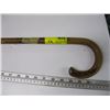 Image 2 : WOODEN 1 PIECE CURVED HANDLED CANE WITH SILVER INLAY ON HANDLE