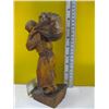 Image 2 : WOODEN CARVED FIGURINE OF THE WOMAN WITH BASKET
