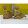Image 2 : 2 CARVED WOODEN FIGURINES, HIM & HER ON ROCKERS