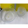Image 2 : GLASS ETCHED BOWL SET, LG. BOWL & 4 SM. BOWLS