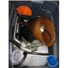 Image 2 : BIN OF MISC. GREASE GUN, FUNNELS, OILS, ETC.