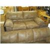 Image 2 : BROWN SOFA & MATCHING LOVESEAT. LOVESEAT HAS DISCOLOURATION ON BACK