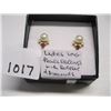 Image 2 : LADIES 10kt PEARL EARRINGS WITH RED STONE & DIAMONDS