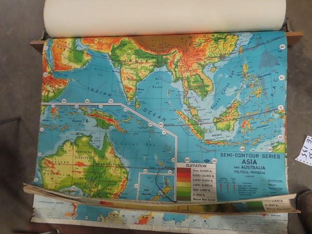 School Rool Map Vintage 7 In One School Roll Up Maps- Canada Africa, South America ...