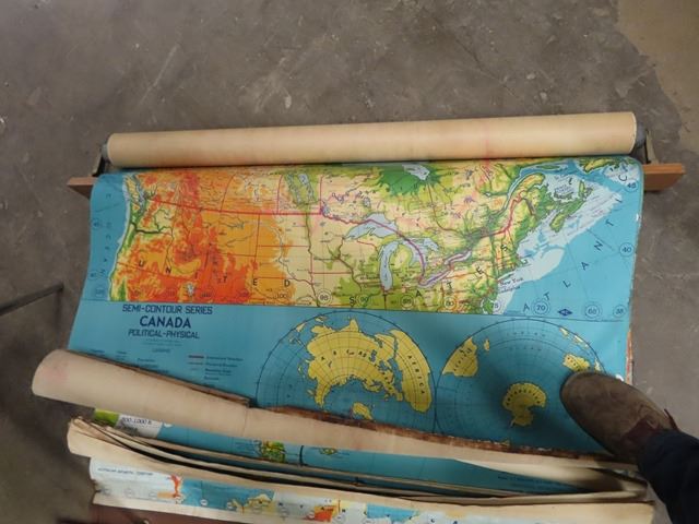 School Rool Map Vintage 7 In One School Roll Up Maps- Canada Africa, South America ...