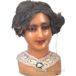 Wax Manequin Ladies Display Head w/ Glass Eyes