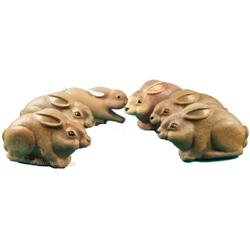 Lot Of 6 Early Wind-Up Plastic Rabbits