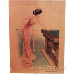 Lot of 3 Prints Showing Women Playing Billiards