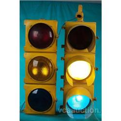 Lot of 2 Yellow Stop Lights; 1 w/ Sun Sheilds