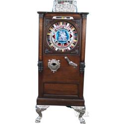 5 Cent Caille Upright Single Wheel Slot Machine, Restor