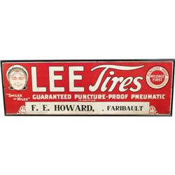 Lee Tires Embossed Tin Sign 11-3/4"x35-1/2"