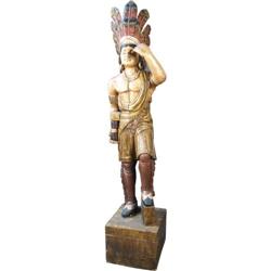 Carved Wooden Indian 77" Tall Including Base