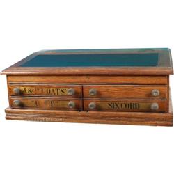 J.P. Coats 4 Drawer Oak Spool Cabinet Desk