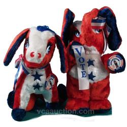Lot Of 2 1964 Rushton 14" Tall Plush Political Dolls w/