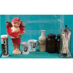 Lot Of 8 Misc Items; Straw Holder w/ Coca Cola Straws,
