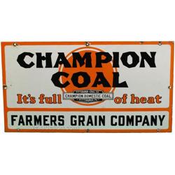 Champion Coal Porcelain Sign 13"x24"