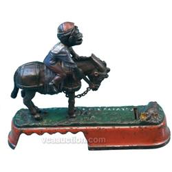 Spise-A-Mule Mechanical Bank Jockey Over J & E Stevens