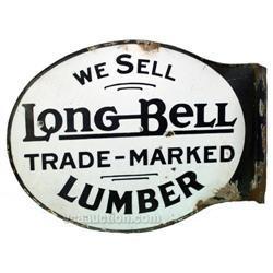 Long Bell Lumber 2 Sided Porcelain Flange Sign 13"x17"