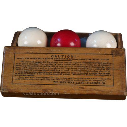 Box Of 3 Ivory Billiard Balls BrunswickBalke Collen