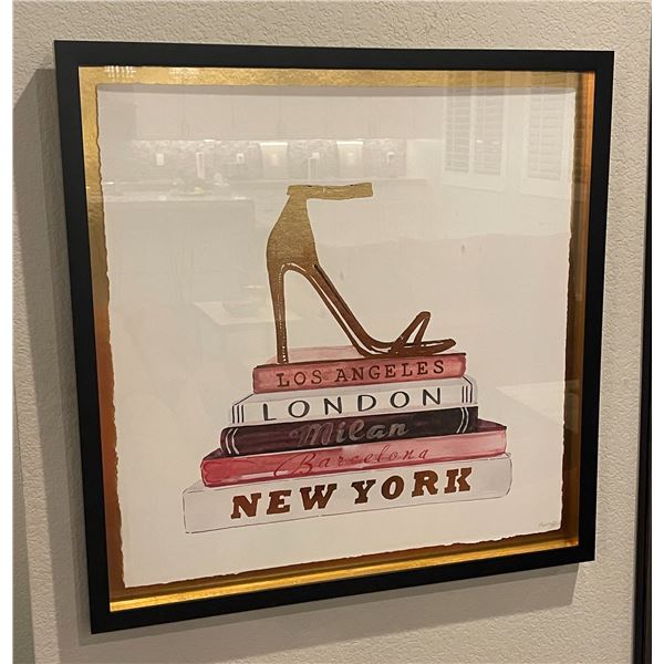 24x24 MODERN LONDON , NEW YORK, PARIS INSPIRED PRINT FRAMED SHOES