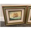 Image 3 : 2 PAINTINGS SHIPS ON VOYAGE BEAUTIFUL FRAMES 16x18 ARIST J. JAMES