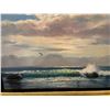 Image 3 : Seascape with Purple Sky and Seagulls" by Violet Parkhurst: Oil on canvas, 1970s. Signed