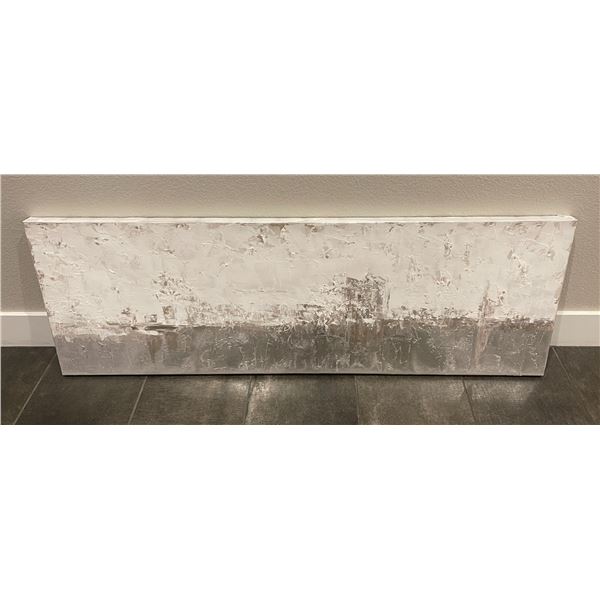 54X18" TEXTURED MODEN WHITE SILVER PAINTING BY SARAH BROOKE