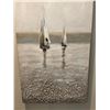 Image 2 : MODERN CANVAS PAINTING SILVER WHITE TONES WITH RAISED SAILBOAT