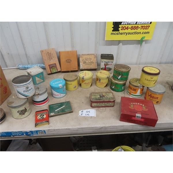 (E) Tobacco Tins, Repeater, Raleigh Pocket Tin, Players, Cigar Boxes,  Plus  More!
