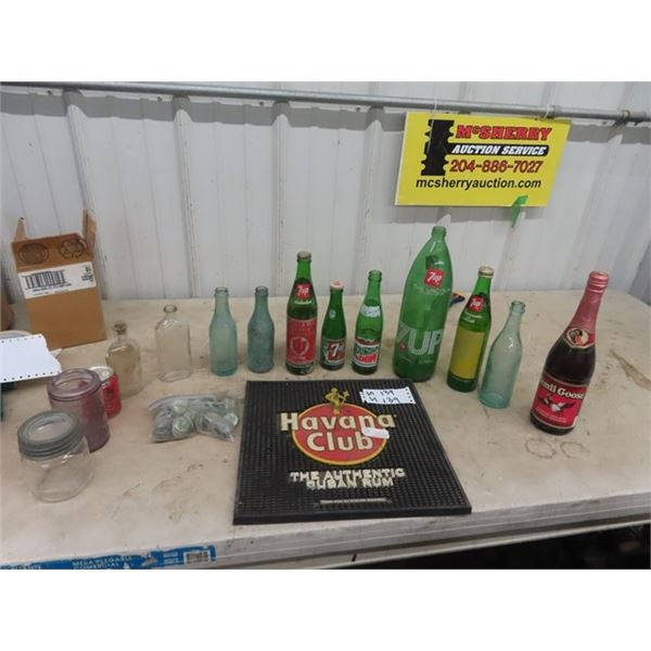 Pop Bottles, 7 Up  1 1/2 Litre, 7 Up Commemorative Games, 3 Old Coke, Sealers, Havana Tip Tray