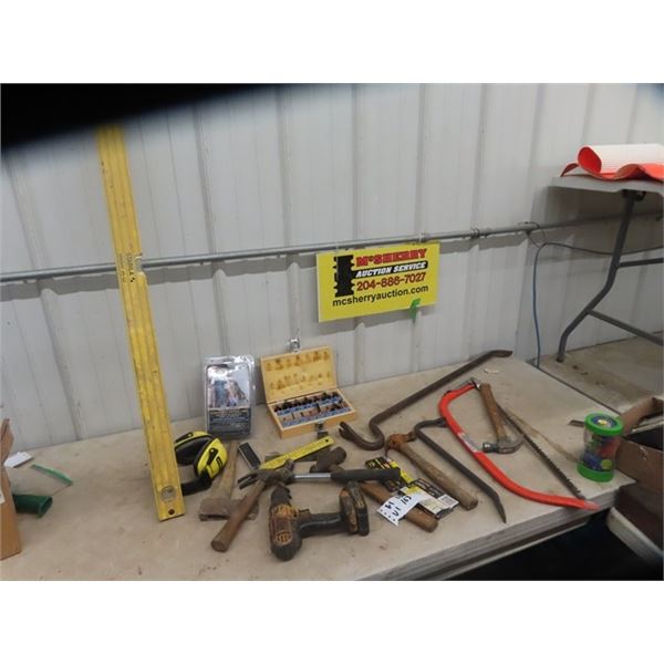 Router Bit Set, 4' Level, Saws, Wrecking Bar, Hammers, Plus More