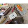 Image 2 : Metal 1st Aid Kit, Metal Fly Fishing Kreel, Hanson Brass 50LB Scale, Utility Tool, Wooden Floats Plu