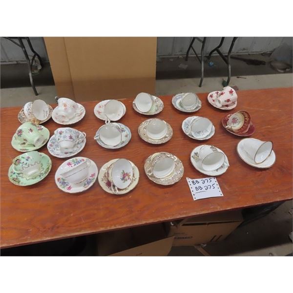 18 China Tea Cups & Saucers, Collingeood, Colobough, Ainsley, Royal Albert, Foley , Windsor Plus Mor