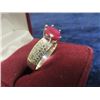 Image 3 : Sterling Silver Ring  w Ruby Like Stone Size 8.5