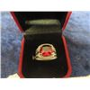 Image 2 : Sterling Silver Ring w Ruby Like Stone Size 5
